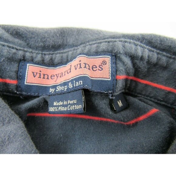 Vineyard Vines Mens Polo Shirt M Blue Red Striped Pima Cotton - Picture 5 of 6